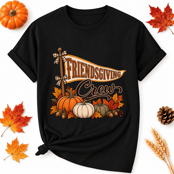 KeHetSoft Friendsgiving Crew Thanksgiving Pumpkins Cotton Graphic Unisex T-Shirt
