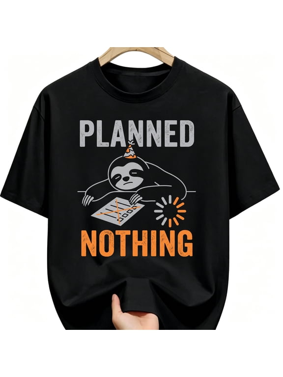 Funny Planned Nothing Lazy Sloth Checklist Spinner Halloween Cotton Unisex Graphic T-Shirt