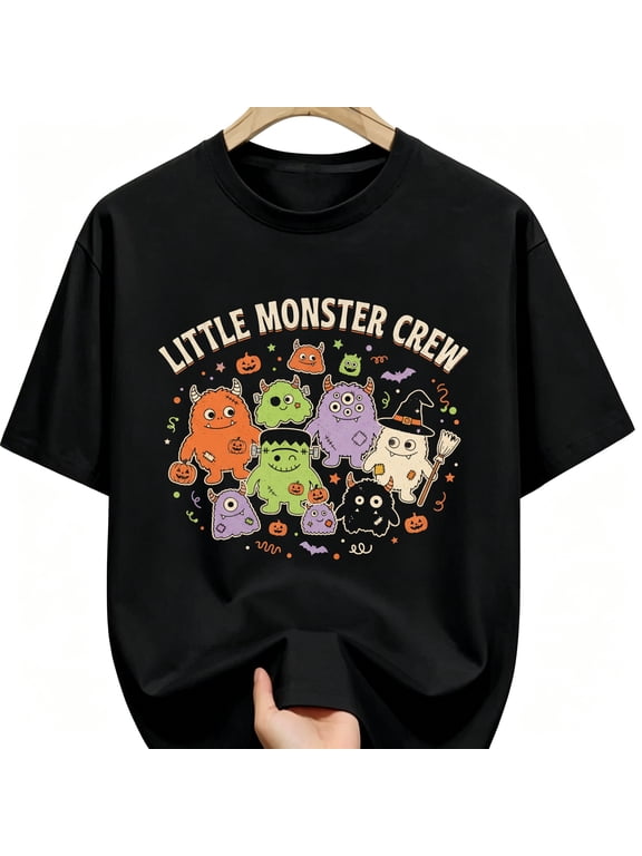 Little Monster Crew Cute Monsters Witch Mummy Pumpkins Family Halloween Cotton Unisex Graphic T-Shirt