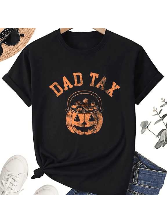 Men's Dad Tax Pumpkin Cotton Halloween Graphic T-Shirt