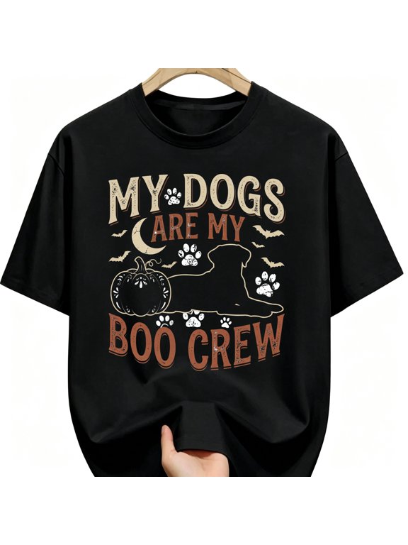 My Dogs Are My Boo Crew Lying Dog Outline Halloween Cotton Unisex Graphic T-Shirt