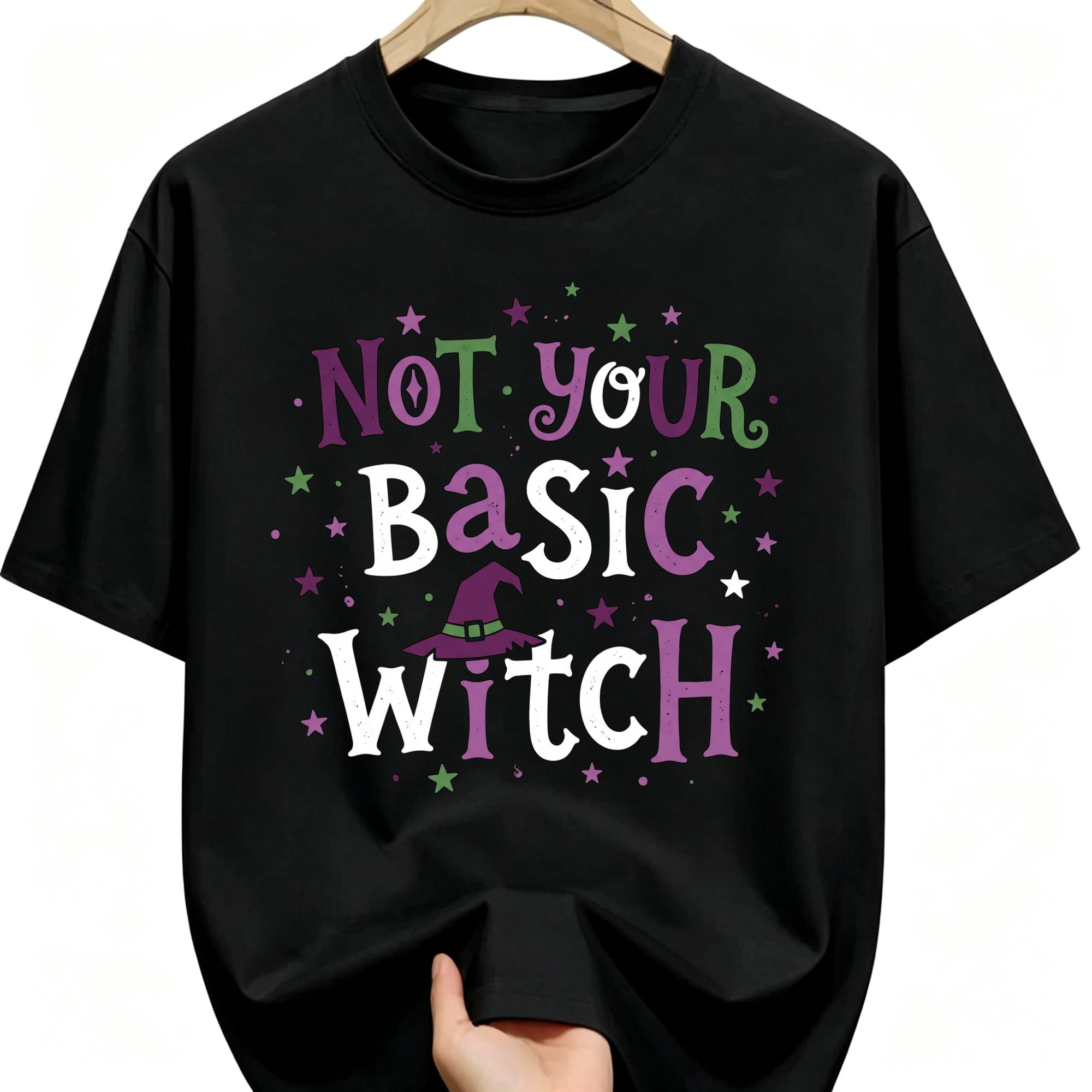 KeHetSoft Not Your Basic Witch Multicolor Letters Witch Hat Stars ...