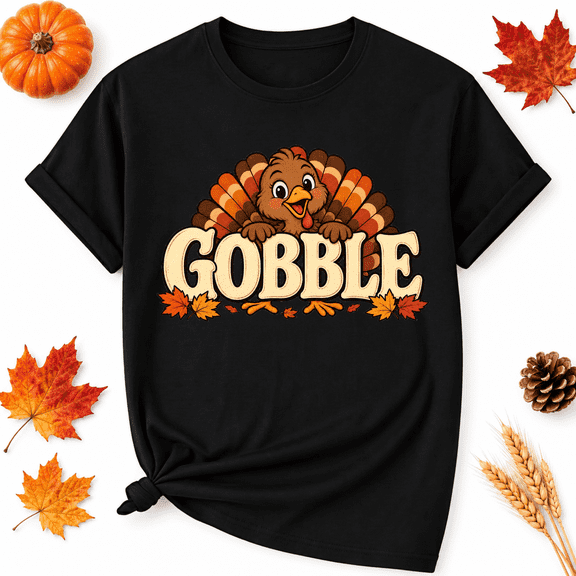 KeHetSoft Peekaboo Turkey Thanksgiving Cotton Graphic Unisex T-Shirt