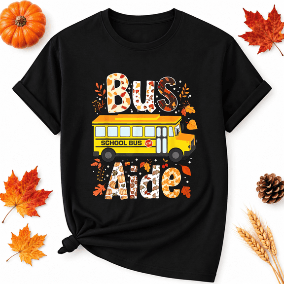 KeHetSoft Thanksgiving Bus Life Fall Graphic Cotton Graphic Unisex T-Shirt