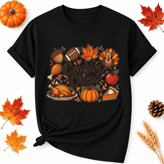 KeHetSoft Thanksgiving Cousin Crew Cotton Graphic Unisex T-Shirt