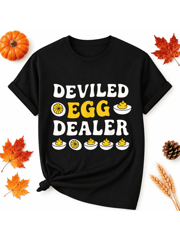 Thanksgiving Deviled Egg Dealer Cotton Graphic Unisex T-Shirt