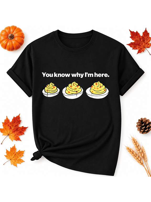 Thanksgiving Deviled Eggs Joke Cotton Graphic Unisex T-Shirt