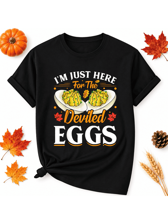 Thanksgiving Here For Deviled Eggs Cotton Graphic Unisex T-Shirt