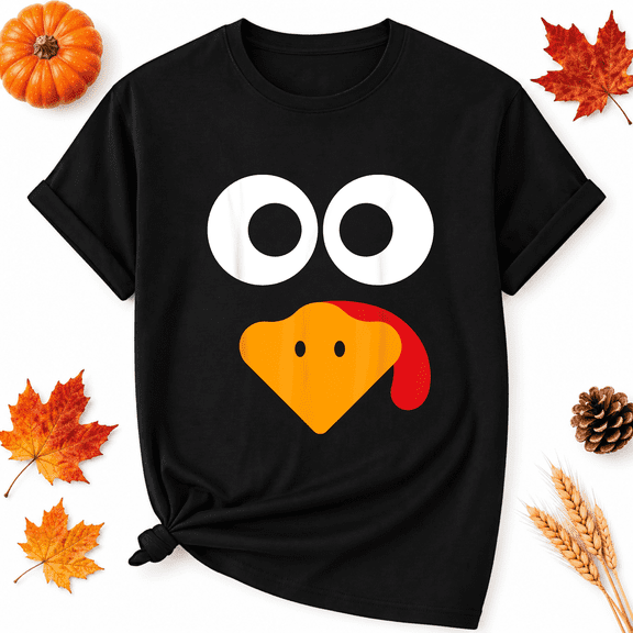 KeHetSoft Thanksgiving Minimal Turkey Face Cotton Graphic Unisex T-Shirt
