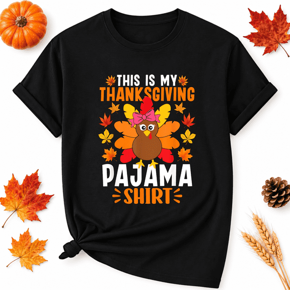 KeHetSoft Thanksgiving Pajama Turkey Cotton Graphic Unisex T-Shirt