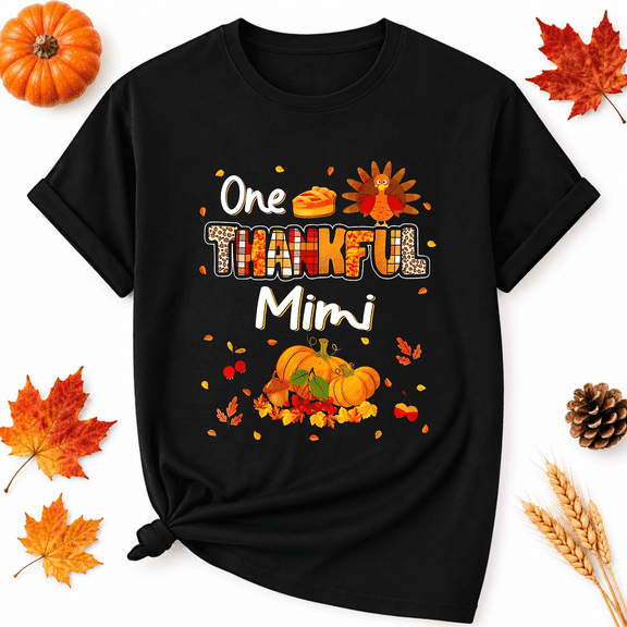 KeHetSoft Thanksgiving Women's Thankful Mimi Turkey Cotton Graphic T-Shirt