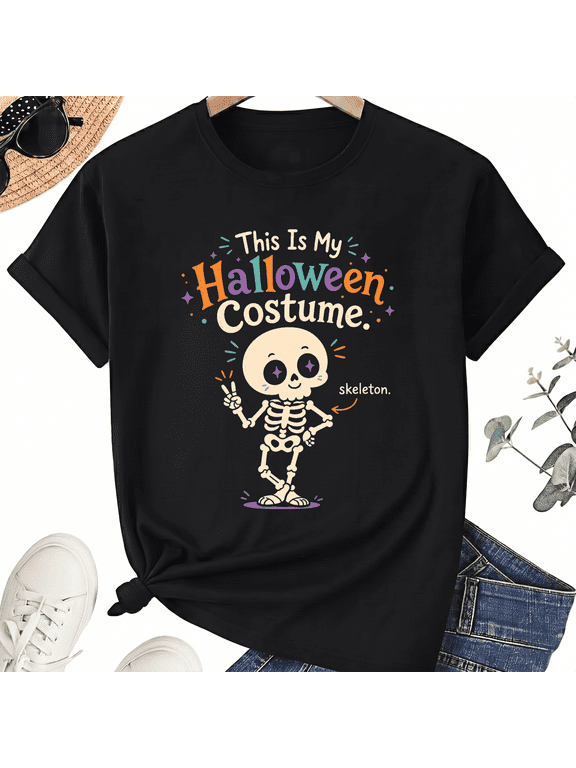 This Is My Halloween Costume Cute Skull Cotton Unisex Graphic T-Shirt