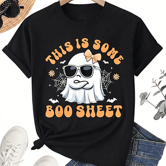 KeHetSoft Unisex Halloween Boo Sheet Ghost Cotton Graphic T-Shirt