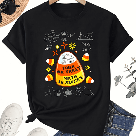 KeHetSoft Unisex Halloween Math Is Sweet Cotton Graphic T-Shirt