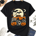 thumbnail image 1 of KeHetSoft Unisex Halloween Monster Truck Pumpkins Cotton Graphic T-Shirt, 1 of 7