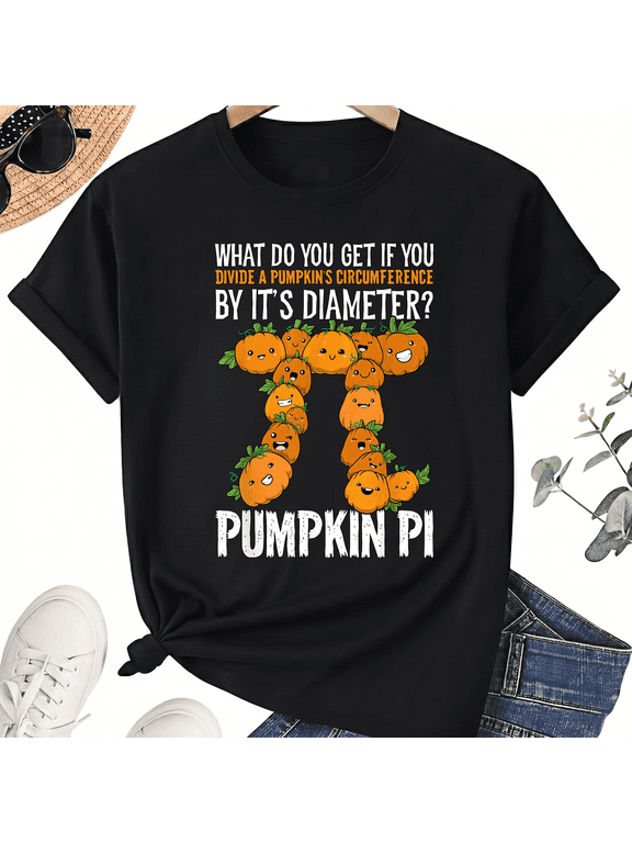 Unisex Halloween Pumpkin Pi Cotton Graphic T-Shirt