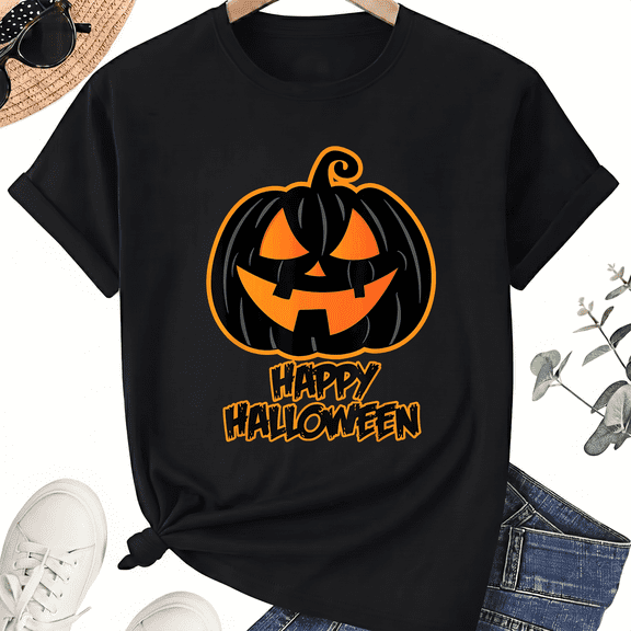 KeHetSoft Unisex Happy Halloween Pumpkin Cotton Graphic T-Shirt