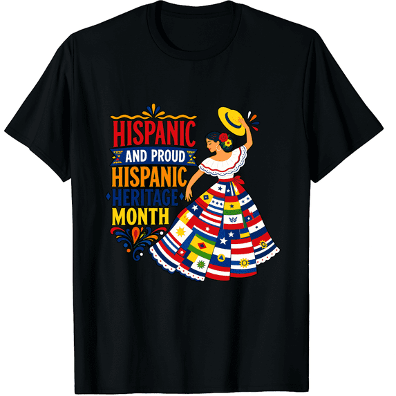 KeHetSoft Unisex Hispanic And Proud Folkloric Dancer Cotton T-Shirt