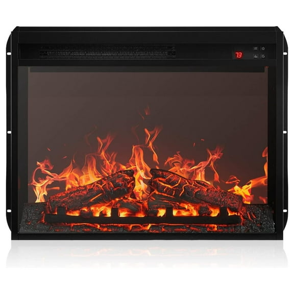 KeLiang 23" Electric Fireplace Insert, Recessed Fireplace Heater with Control, Indoor Fireplace Heater with Adjustable Brightness, Timer, Automatic Temperature Control, Black