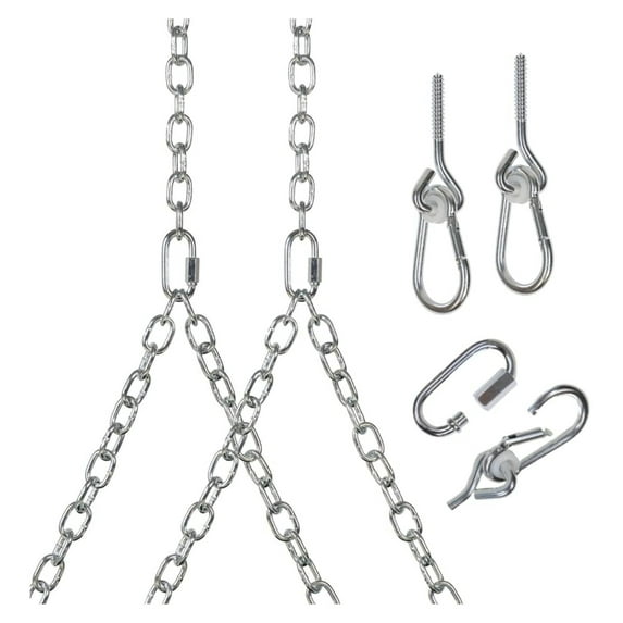 KeLiang Heavy Duty 700 Lb Porch Swing Hanging Chain Kit - Color: Silver (10 Foot Ceiling)