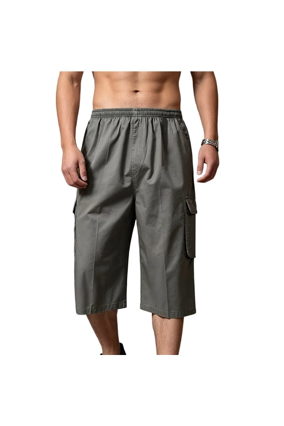 3/4 Length Shorts Casual Mens Khaki Shorts Men's Workwear Multi Pocket Shorts for Outdoor Sports Five Inch Loose Straight Leg Casual Versatile Shorts Gray 5X