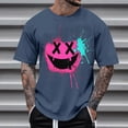 thumbnail image 1 of KeShDi 5x Shirts in Mens Graphic Tee Printed Round Neck Short Sleeve Blouse Navy L, 1 of 4