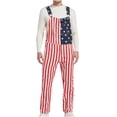 thumbnail image 1 of KeShDi American Flag Bib Overalls for Men Patriotic Adjustable Straps Jumpsuit Striped Coveralls Zipper Pocket Pants Cargo Pants Rompers Overall Red S, 1 of 7