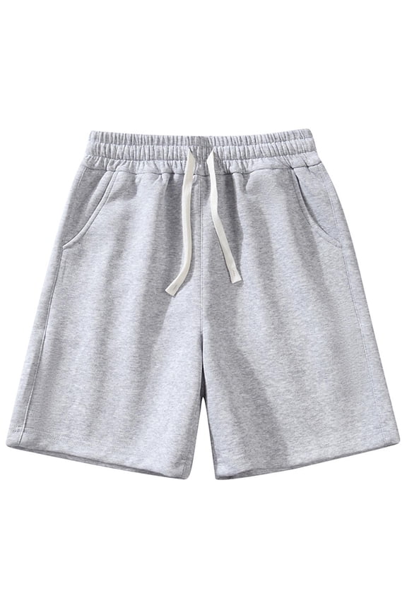 Baggy Shorts Men Shorts Casual Linen Shorts Men's Solid Color Loose Casual Sports Capris Shorts Half Shorts Pants Gray L