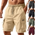 thumbnail image 1 of KeShDi Bermuda Cargo Shorts Stretch Loose Knee Shorts Sporty Casual Outdoor Elastic Waist 7" Inch Men's Solid Color Workwear Shorts Outdoor Sports Multi Pocket Five Quarter Pants Black 3X, 1 of 6