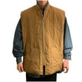 thumbnail image 1 of KeShDi Black Vest Men Casual Solid Color Zipper Pocket Sleeveless Hoodless Casual Outwear Jackets Brown L, 1 of 4