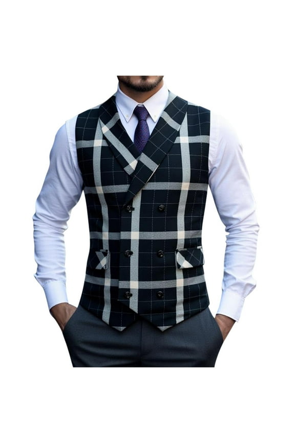 Black Vest Men Thin Workwear Waistcoat Solid Color Stand Collar Sleeveless Tank Black XL