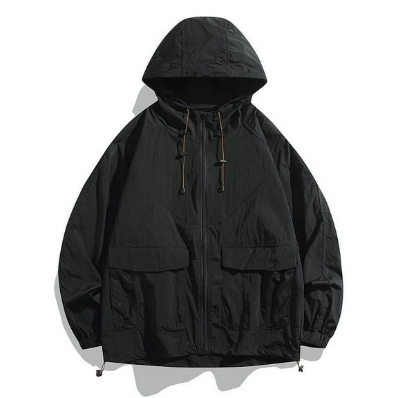 KeShDi Black Zip Up Hoodie Pullover Hoodies for Men Men's Sunscreen Long Sleeved Hooded Breathable Top Black 4X
