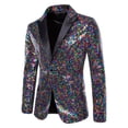 thumbnail image 1 of KeShDi Blazers For Men Men's Fashion Solid Color Long Sleeved Lapel Sequin Breasted Suit Jacket Multicolor 5X, 1 of 7