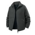 thumbnail image 1 of KeShDi Bomber Jacket Mens Fleece Jacket Men Solid-Color Casual Thick Fleece Zipper Pocket Long Sleeve Stand-Up Outwear Jacket Dark Gray 2X, 1 of 6