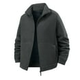 thumbnail image 1 of KeShDi Bomber Jacket Mens Fleece Jacket Men Solid-Color Casual Thick Fleece Zipper Pocket Long Sleeve Stand-Up Outwear Jacket Dark Gray 3X, 1 of 6
