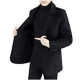 thumbnail image 1 of KeShDi Bomber Jacket Mens Fleece Jacket Men's Casual Woolen Jacket Solid Color Woolen Fabric and Velvet Tops Black 2X, 1 of 6