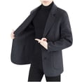 thumbnail image 1 of KeShDi Bomber Jacket Mens Fleece Jacket Men's Casual Woolen Jacket Solid Color Woolen Fabric and Velvet Tops Dark Gray 3X, 1 of 6