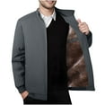 thumbnail image 1 of KeShDi Bomber Jacket Mens Fleece Jacket Men's Fashion Casual Outdoor Work Bag Thick Long-sleeved Hoodless Casual Coat/jacket Gray XL, 1 of 4