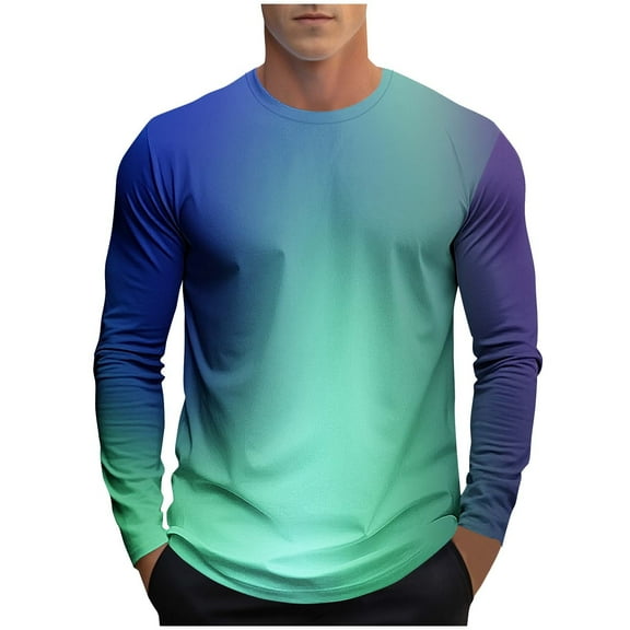 KeShDi Camo Shirt T Shirt Fashion Casual Men Print Sports Long Sleeves Round-Neck Blouses Shirts Blue 4X