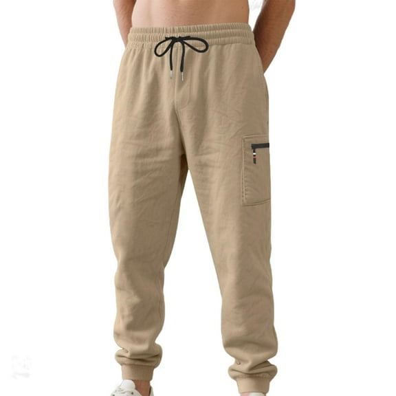 KeShDi Cargo Pants Men Work Utility Safety Men's Fashion Casual Solid Color Cargo Pockets Elastic Waist Full Length Pants Khaki 3X