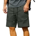 thumbnail image 1 of KeShDi Cargo Shorts Summer Shorts Flowy Shorts Men's Solid Color Casual Sports Elastic Waist Pocket Workwear Shorts Gray L, 1 of 9