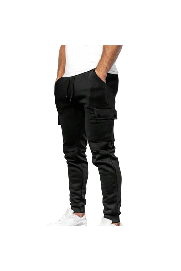 Cargo Work Pants Pants Mens Work Pants Stretch Flex Men's Fashion Casual Solid Color Cargo Zipper Pockets Elastic Waist Full Length Pants Black 2X
