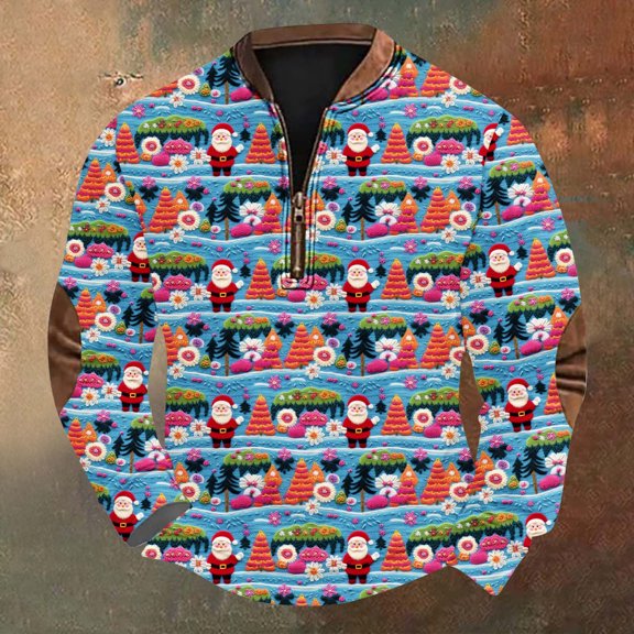 KeShDi Christmas Camo Sweatshirt Men's Round Neck Hoodie Print Pullover Long Sleeved Top WhiteXL