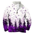 thumbnail image 1 of KeShDi Christmas Crew Neck Sweatshirt for Mens Casual Fashion Stand Collar Print Zipper Pullover Long Sleeve Sweatshirt PurpleS, 1 of 3