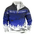 thumbnail image 1 of KeShDi Christmas Crewneck Sweatshirt Men Casual Fashion Stand Collar Print Zipper Pullover Long Sleeve Sweatshirt Blue4X, 1 of 3