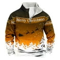 thumbnail image 1 of KeShDi Christmas Crewneck Sweatshirt Men Casual Fashion Stand Collar Print Zipper Pullover Long Sleeve Sweatshirt OrangeS, 1 of 3