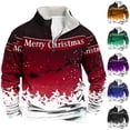 thumbnail image 1 of KeShDi Christmas Crewneck Sweatshirt Men Casual Fashion Stand Collar Print Zipper Pullover Long Sleeve Sweatshirt RedL, 1 of 3