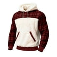 thumbnail image 1 of KeShDi Christmas Flannel Shirt for Men's Christmas Plaid Fleece Long Sleeve Hooded Sweatshirt Wine 4X, 1 of 3