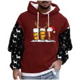 thumbnail image 1 of KeShDi Christmas Long Sleeve Shirts for Men Casual Fashion Hooded Sweatshirts Round Neck Print Pullover Long Sleeve Sweatshirt Wine L, 1 of 5