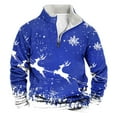 thumbnail image 1 of KeShDi Christmas Mens Crewneck Sweatshirts Men Casual Fashion Stand Collar Print Zipper Pullover Long Sleeve Sweatshirt Blue2X, 1 of 3
